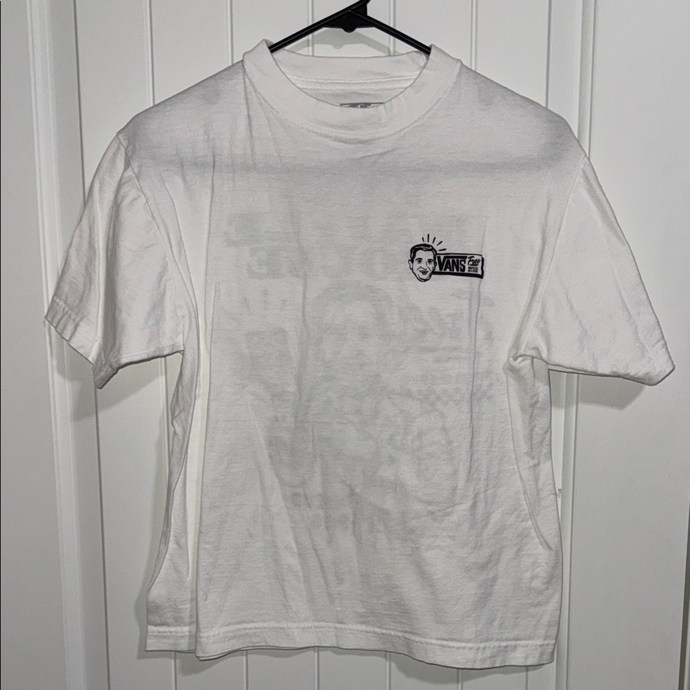 Vans White Short-Sleeve Tee with Small Chest Graphic